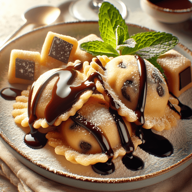 Cookie Dough Ravioli with Chocolate Sauce